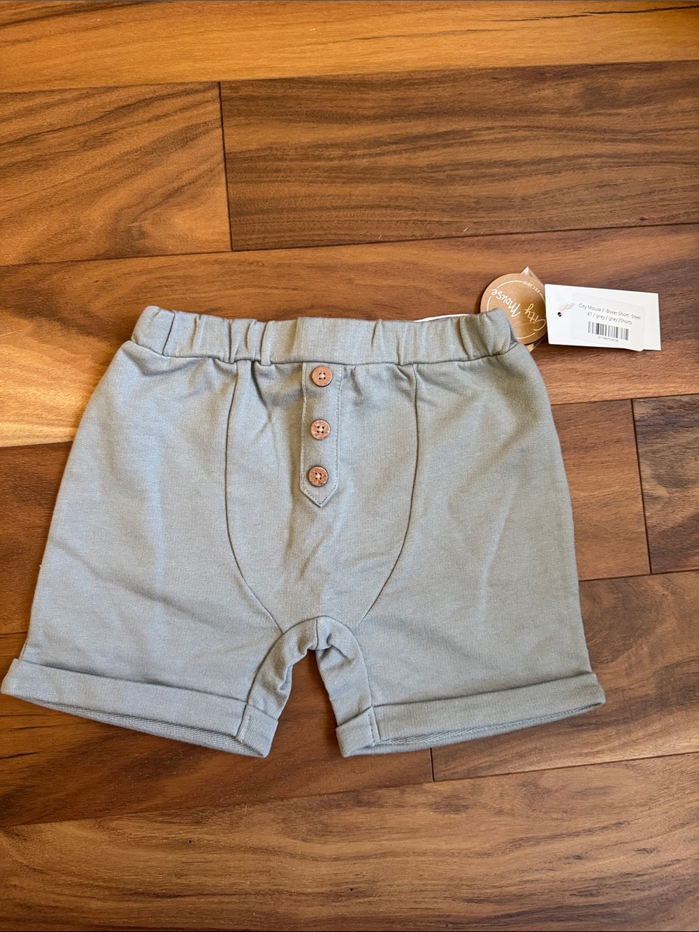 Kids Grey Button Front Shorts